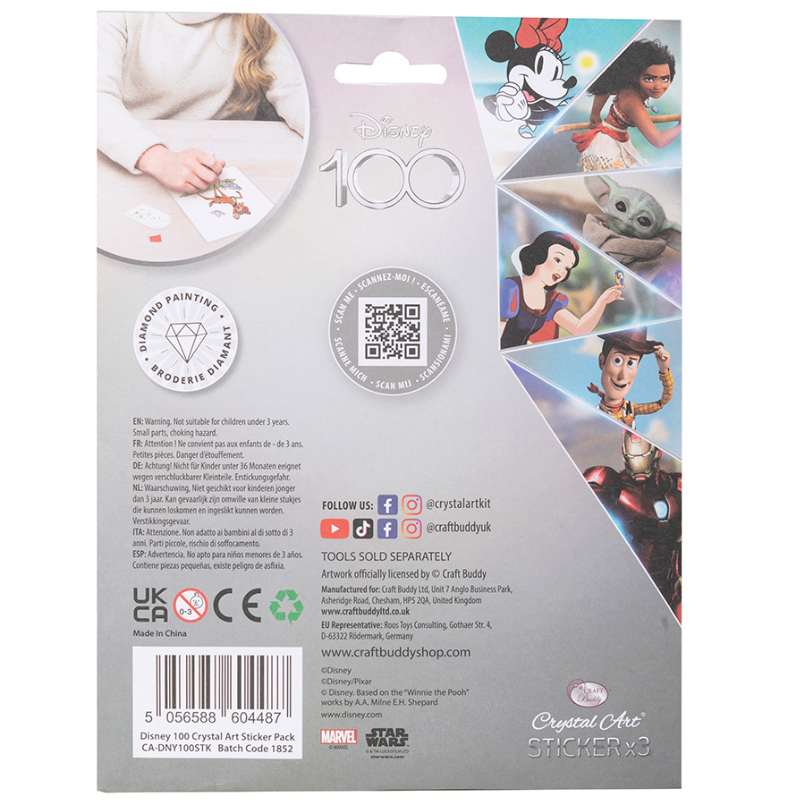 Sticker broderie Diamant - Pochette de 3 stickers 100 ans Disney