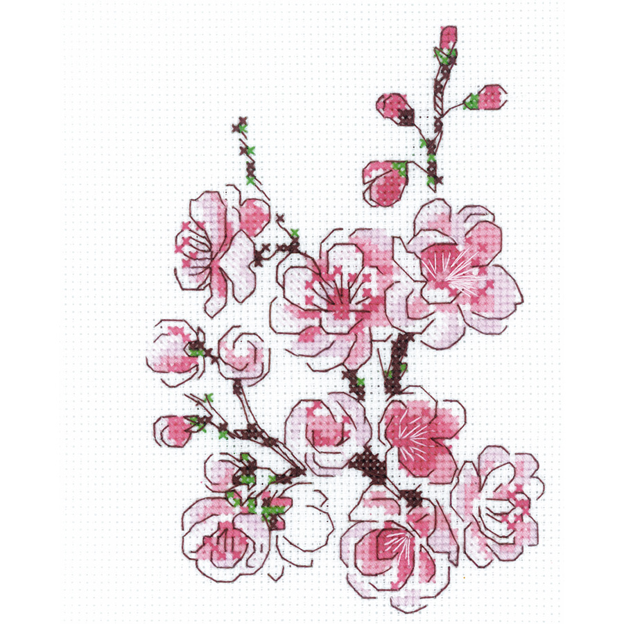 Kit broderie point de croix Fleurs de cerisier - Rico Design