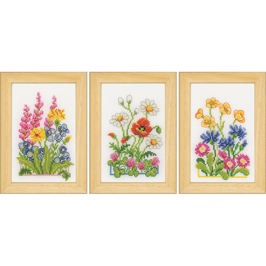 Kit Broderie Point de croix DMC Aquarelle Fleurs Champètres 29 x 20 cm