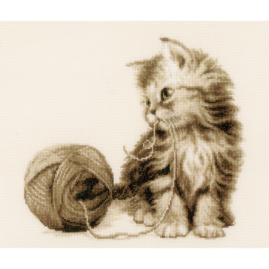 Acheter Kit canevas pour enfant chaton gris - point lancé En ligne