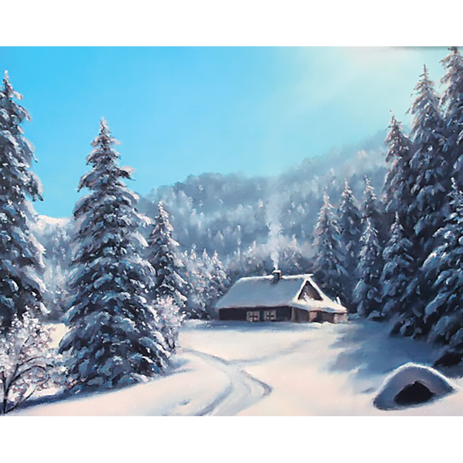 Kit de peinture par numéro - Paysage d'hiver - Wizardi