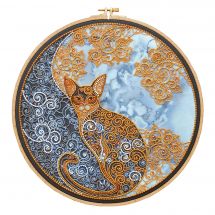 Kit de broderie avec perles - Abris Art - Chat de la lune