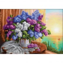 Kit de broderie Diamant - Diamond Painting - Lilas par la fenêtre