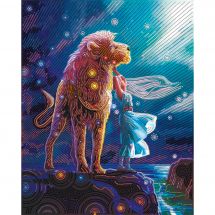 Kit de broderie Diamant - Diamond Painting - Le lion et la jeune fille