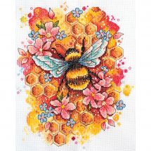 Kit broderie point de croix avec perles - Abris Art - Reine des abeilles