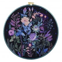 Kit broderie point de croix - Abris Art - Fleurs nocturnes