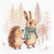 Kit broderie point de croix - Alisa - Histoires de la forêt - Lapin et hérisson