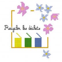 Kit broderie point de croix - Aux 4 points du monde - Recycler les déchets