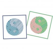 Kit broderie point de croix - Aux 4 points du monde - 2 Harmonies, Ying et Yang rose 