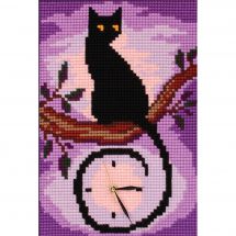 Kit de canevas horloge - Collection d'Art - Chat noir