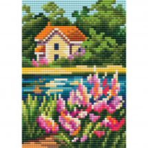 Support carton broderie Diamant - Collection d'Art - Petite maison au bord du lac