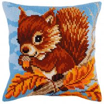 Kit de coussin gros trous - Collection d'Art - Ecureuil avec une noisette