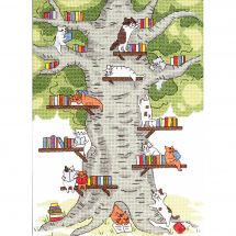 Kit broderie point de croix - Charivna Mit - Bibliothèque dans la forêt