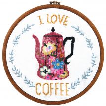 Kit broderie point de croix avec tambour - Charivna Mit - Petit déjeuner : Cafetière