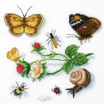 Kit broderie point de croix - Charivna Mit - Jardin préferé - Papillons et insectes