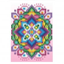 Carte broderie Diamant - Diamond Dotz - Mandala fond rose