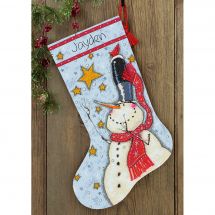 Kit de chaussette de Noël à broder - Dimensions - Bonhomme étoile