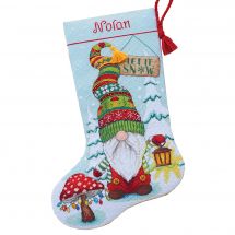 Kit de chaussette de Noël à broder - Dimensions - Gnome