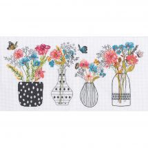 Kit broderie point de croix - Dimensions - Vases de fleurs sauvages