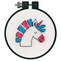 Kit broderie point de croix avec tambour - Dimensions - Licorne amusante