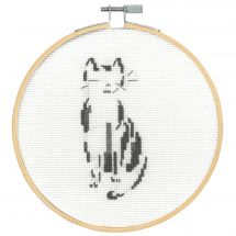 Kit broderie point de croix avec tambour - DMC - Chat pensif