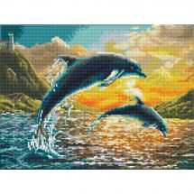 Kit de broderie Diamant - Diamond Dotz - Coucher de soleil des dauphins