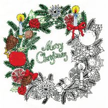 Toile pré-dessinée - Zenbroidery - Couronne de Noël