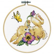 Kit broderie point de croix avec tambour - Design works - Lapin