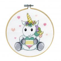 Kit broderie point de croix avec tambour - Design works - Licorne