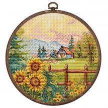 Kit broderie point de croix avec tambour - Hobby Jobby - Maison au sommet de la colline