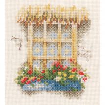 Kit broderie point de croix - Lanarte - Fenêtre avec des fleurs