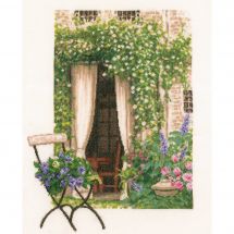 Kit broderie point de croix - Lanarte - Vue sur notre jardin