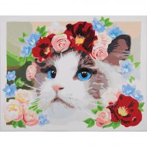 Kit de peinture par numéro - Lanarte - Ragdoll - Couronne de fleurs