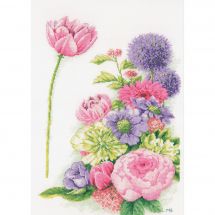 Kit broderie point de croix - Lanarte - Beauté florale -Etamine