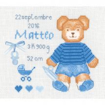 Kit broderie point de croix - Le Bonheur des Dames - Ourson bleu