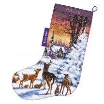 Kit de chaussette de Noël à broder - Letistitch - Dans les bois