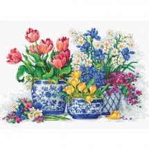 Kit broderie point de croix - Luca-S - Fleurs printanières 