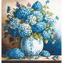 Kit broderie point de croix - Luca-S - Vase avec hortensias