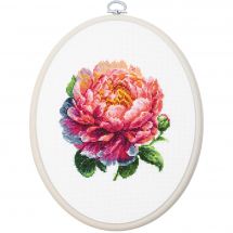 Kit broderie point de croix avec tambour - Luca-S - Pivoine "Coral Charme"