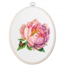 Kit broderie point de croix avec tambour - Luca-S - Pivoine "Rozella"