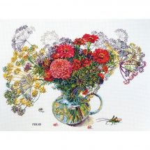 Kit broderie point de croix - Merejka - Zinnia et aneth