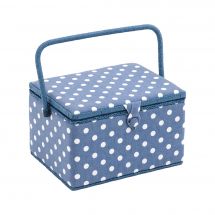 Coffret à ouvrages - Hobby Gift - Bleu jean à pois blancs