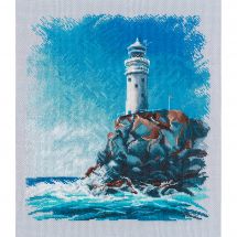 Kit broderie point de croix - Oven - Phare sur le rocher