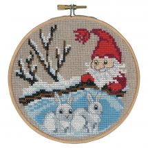 Kit broderie point de croix avec tambour - Permin - Père Noël