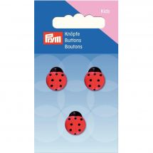 Boutons à queue - Prym - Lot de 3 boutons coccinelle - 14 mm