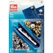 Oeillets et rivets - Prym - Rivets laiton coloris argent et acier - 9 mm