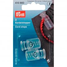 Embouts - Prym - 2 arrêts cordons 1 trou - Transparent 2.5 cm