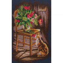 Kit broderie point de croix - RTO - Bouquet du chat