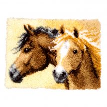 Kit de tapis point noué - Vervaco - Chevaux fringants