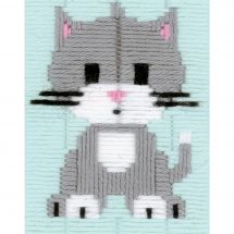 Kit de canevas pour enfant - Vervaco - Chaton gris